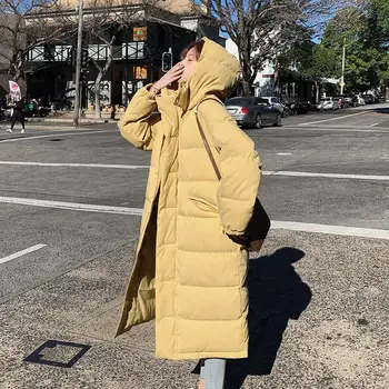 

Long Down Cotton Coat Female Casual Loose Warm Thicken Winter Jacket Women Parkas Mujer Padded Hooded Woman Coat Outerwear Q2740