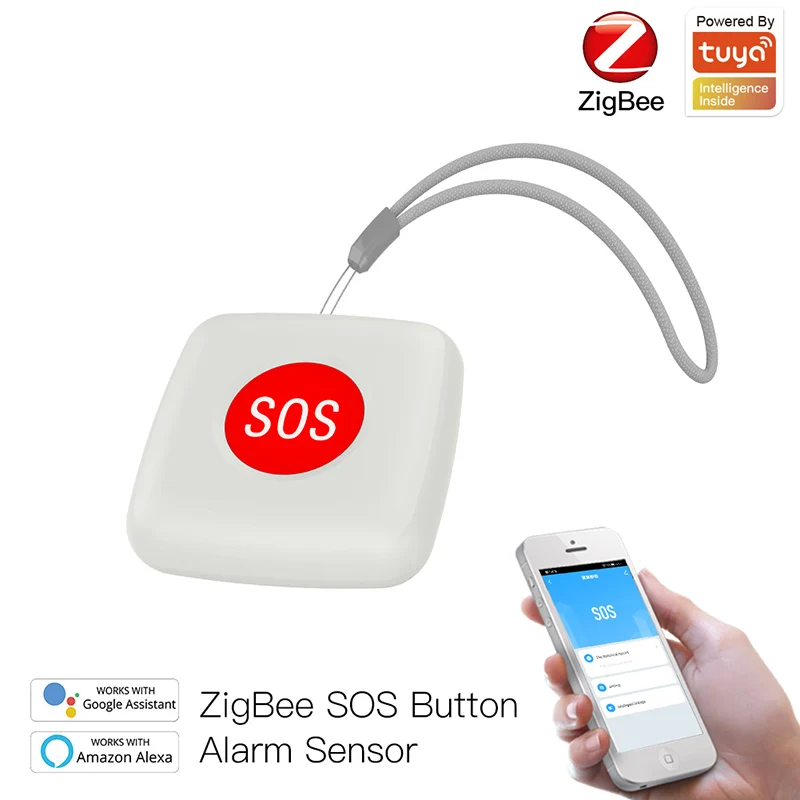 TUYA ZigBee SOS Button Sensor Alarm Elderly alarm Waterproof Emergency Panic Button Tuya Smart Life App Remote Control