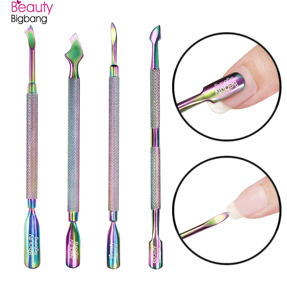 Толкатель для кутикулы BEAUTYBIGBANG двусторонний зеркальный хромированный