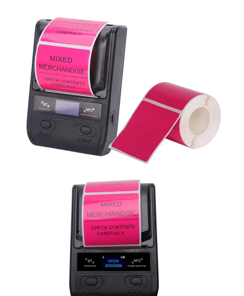 mini printer for phone DETONGER DP23S 2 inch Portable Thermal Printer Plus 2 Rolls Color Papers Sticker Bluetooth Barcode Label Maker peri page printer