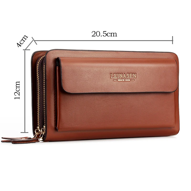 Weysfor Men Wallets With Coin Pocket Double Zipper Male Wallet Long Large Card Holder Business Men Purse Coin Clutch Bag