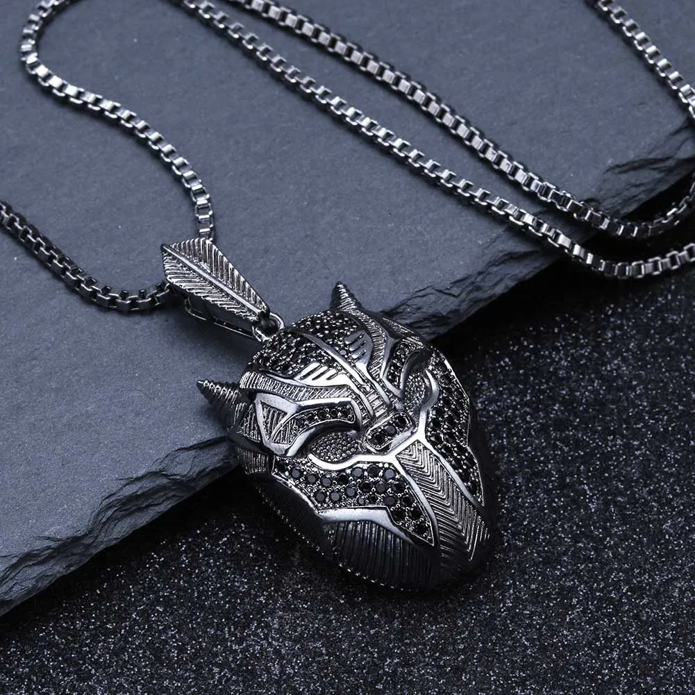 

Cartoon Figure Mask Pendant Cross Border for Black And White with Pattern Zircon Hip Hop Cool Necklace Manufacturers Direct Sell