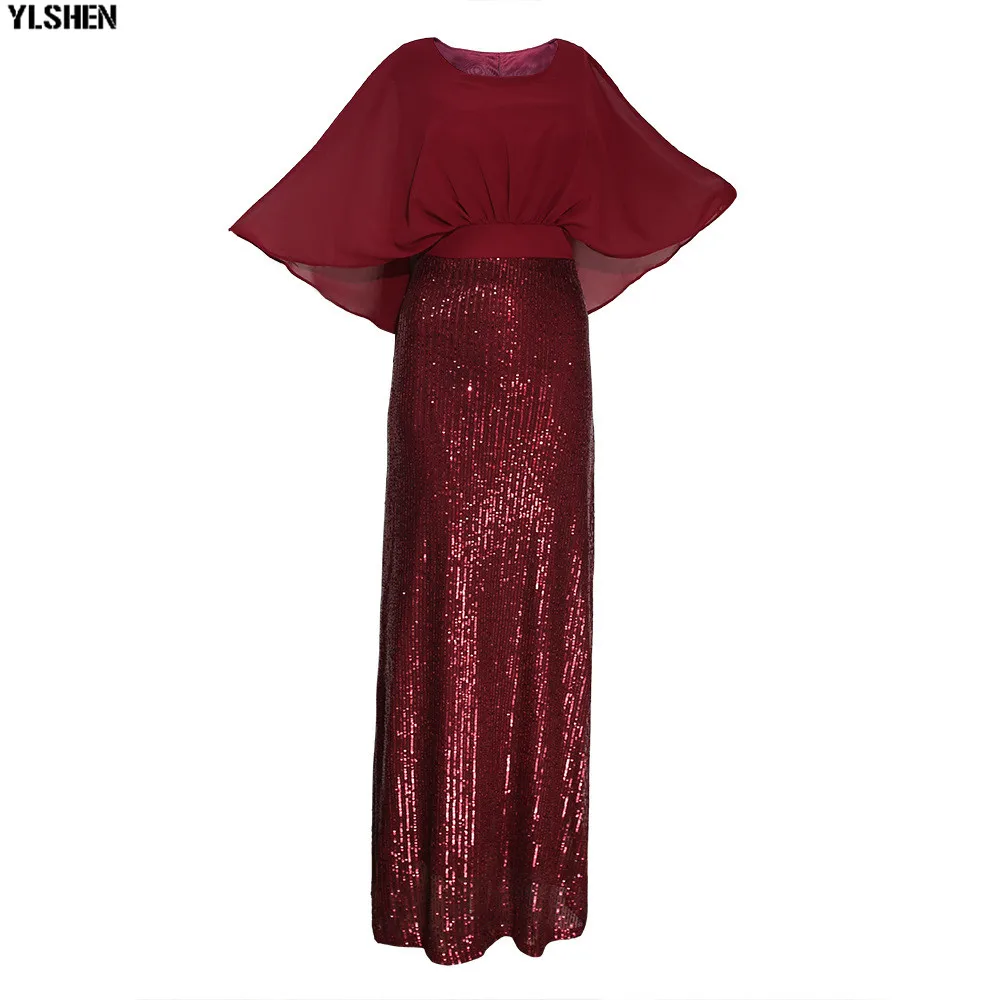Elastic Sequins Africa Clothing African Dresses For Women Fashion Style Bat Sleeve Robe Africain Long Maxi Dress African Clothes 05