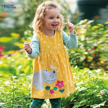 Little maven Dress Girls Sleeveless Corduroy Dress for Kids Clothes Winter Baby Dress Rhinoceros Appliques Kids Outerwear Dress 1