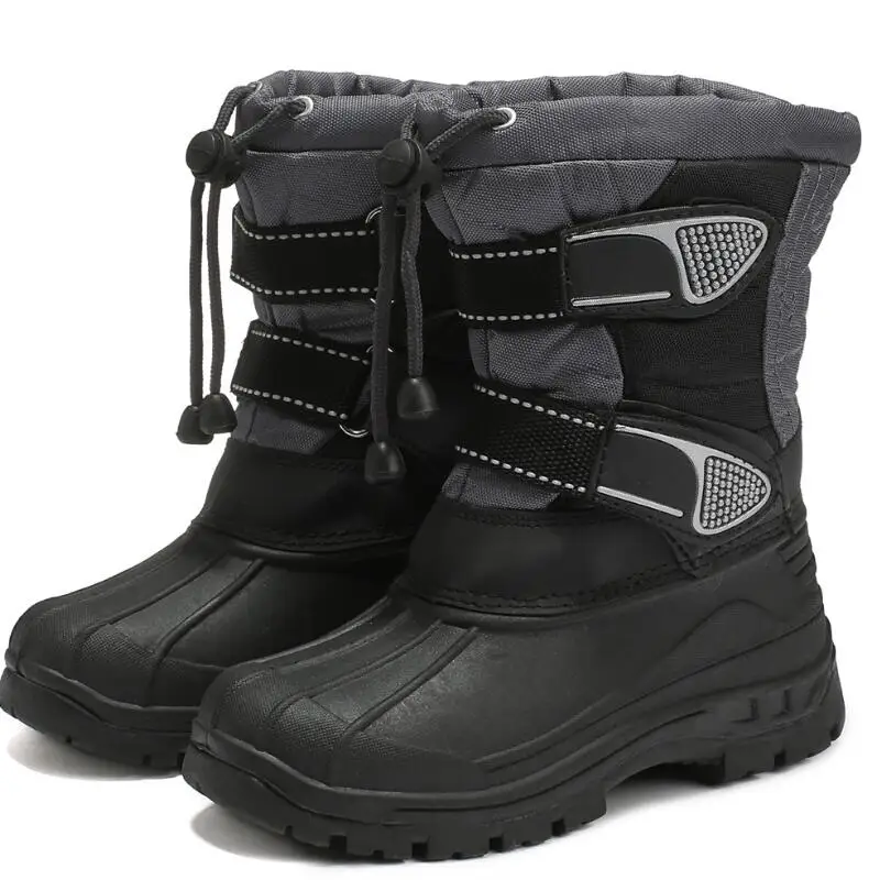 Unisex Kids Martin Boots Boys Ankle Boots Soft PU Leather Warm Fur Children Winter Boots Patchwork Colors Size 28-33