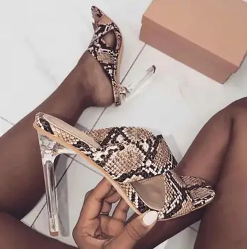 

2019 Snake Crystal Coarse High With Cold Outside Sexy Woman Slipper