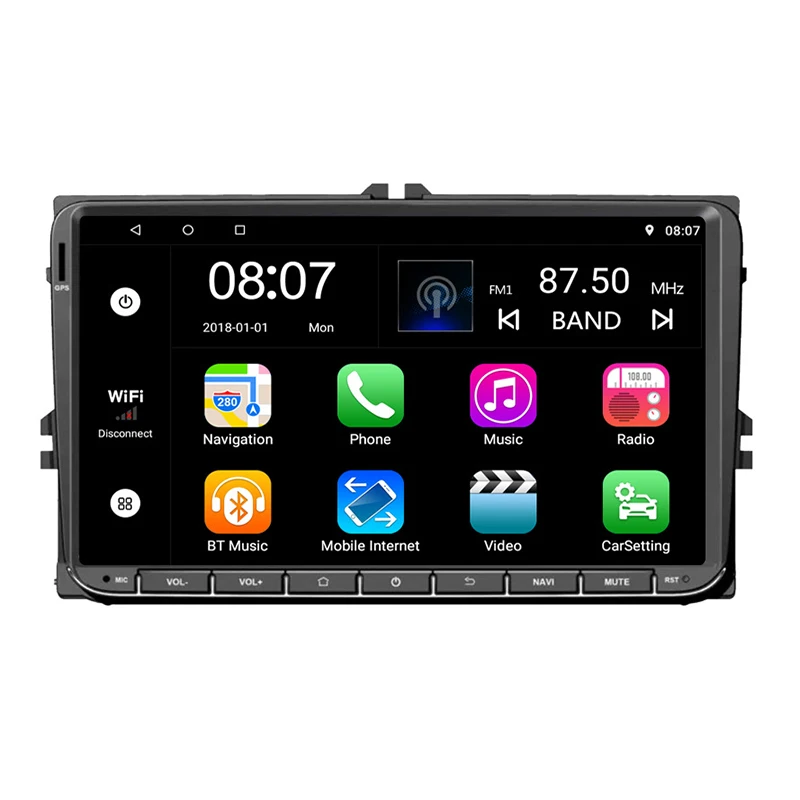 9 дюймов Android 8,0 двойной 2Din автомобильный Радио Gps авто радио 2 Din для Volkswagen/Passat/Golf/Skoda/Seat Wifi Bluetooth(с 8G Memor
