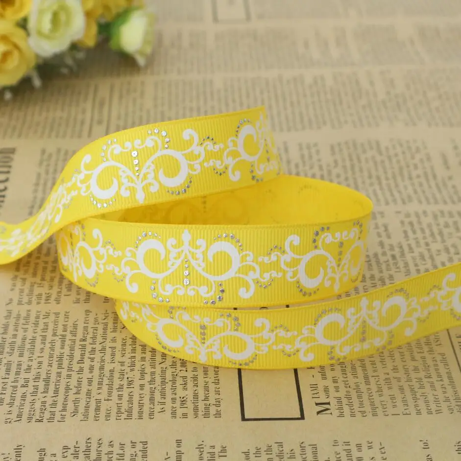 5yards/lot 7/8'' 22mm yellow grosgrain ribbon decorative tape DIY hairbows material gift wrap ribbons |