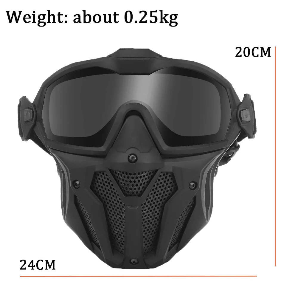 All-in-one Airsoft Full Face Mask Tactical Helmet, with Built-in Tactical  Headset/Anti-Fog Fan Sliding Goggles for CS Paintball, Hunting, Outdoor