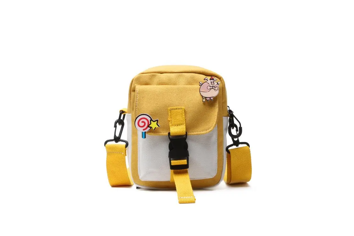 

Ougger Small Shoulder Bags Crossbody Bags for Women Summer Yellow Canvas Fashion Casual Cute Flap Bag with Appliques for School