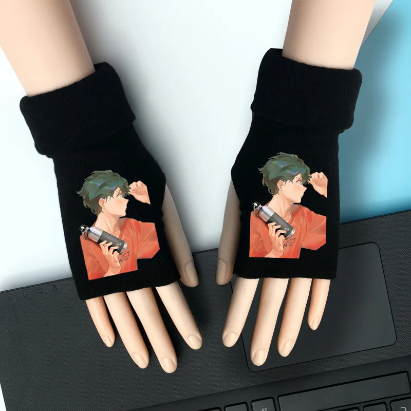 Вязаные перчатки Boku No My Academy Shoto, теплые хлопковые рукавицы на половину пальцев, модные аксессуары для косплея, подарок на зиму