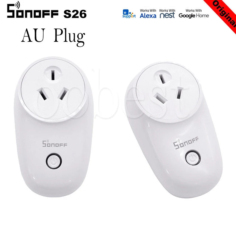 Sonoff S26 WiFi Smart Plug EU, US, UK, CN, AU, автоматизация, домашний пульт дистанционного управления, приложение, переключатель управления, работает с eWelink Alexa Google Home - Комплект: AU Standard