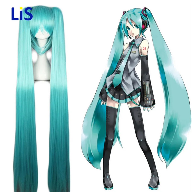 Vocaloid MIKU Senbonzakura Cosplay Wigs High-temperature Fiber Synthetic Hair Base Wig and Two Ponytails Hair + free hair cap