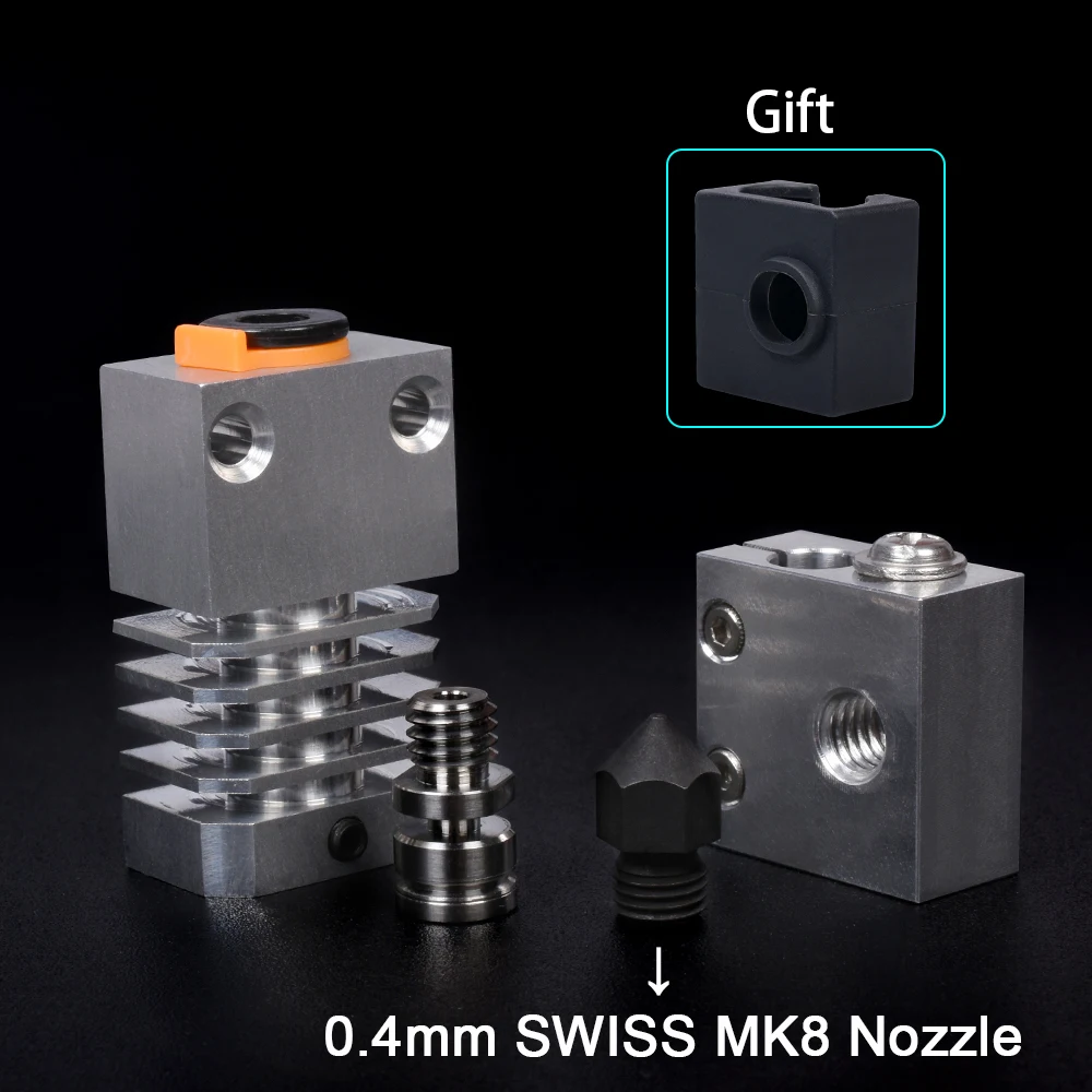 CR10S PRO Hotend Swiss MK8 насадка теплоотвод обновленный комплект металлический 3D-принтер экструдер нагревательный блок для CR 10S PRO Micro 1,75 мм - Цвет: 0.4MM Nozzle Kit