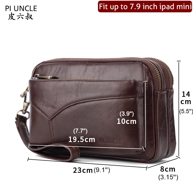 Men Vintage Cowhide Money Purse Business Long Wallet Clutch Bags Mobile Phone Case Cigarette Cell Phone Pouch Male Handy Bag