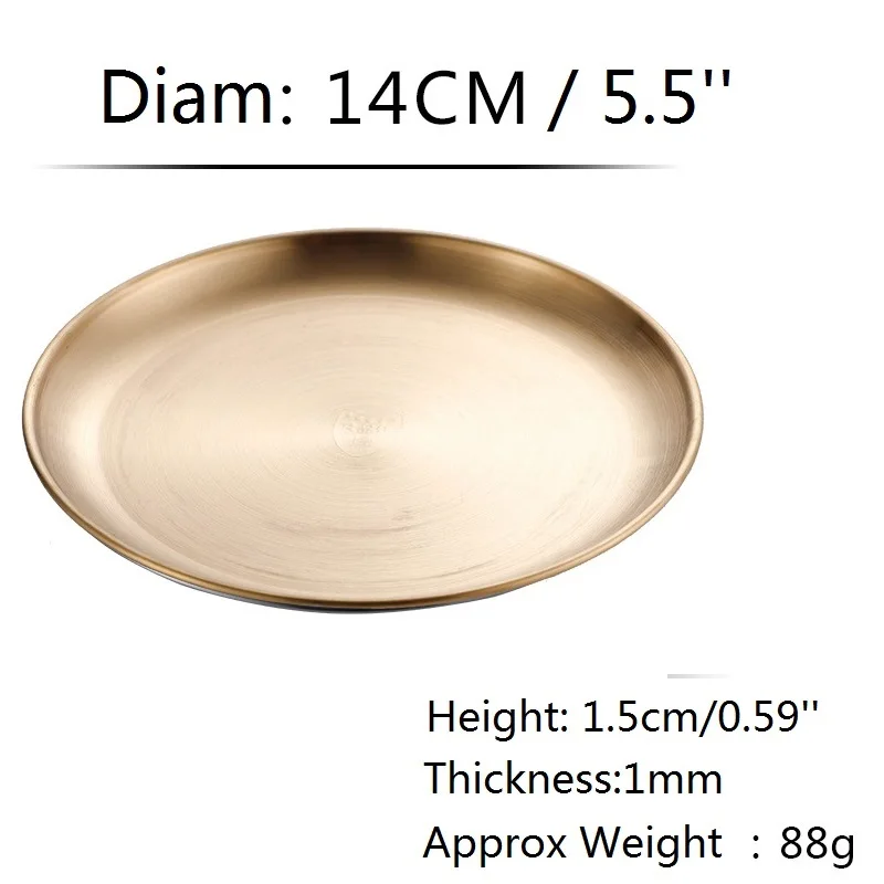Gold 14cm 5.5inch 1 шт. золотые столовые приборы рождественские десертные тарелки тарелка для фрукта сервировочный лоток для торта скандинавские столовые приборы из нержавеющей стали серебряные столовые приборы - Цвет: Gold 14cm 5.5inch