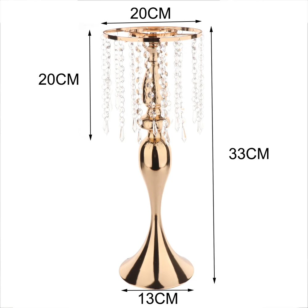 Хрустальная бусина занавеска вращающаяся Русалка Железный Подсвечник цветочный кронштейн Ваза свадебный реквизит для свадьбы специальные мероприятия домашний декор - Цвет: Gold 33cm