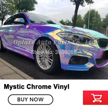 

Premium rainbow chrome wrapping Mystic chrome vinyl film Iridescence chrome vinyl car wrap low initial tack adhesive