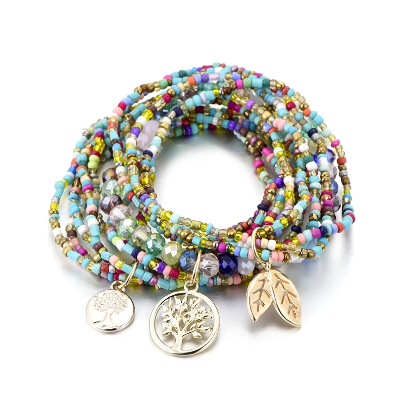 Ezing Bohemian Multilayer Black Beads Crystal Charm Bracelets Ethnic Women Jewelry Ezing Bohemian Multilayer Black Beads Crystal Charm Bracelets Ethnic Women Jewelry