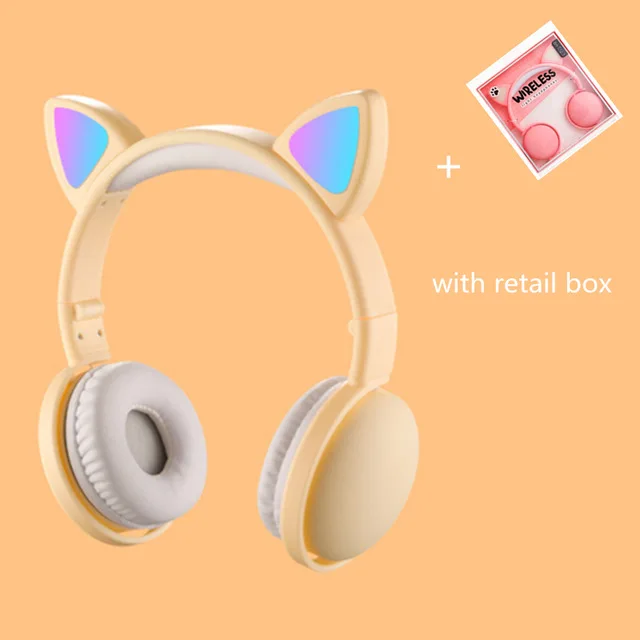 LED Headphones Over Ear Wired Wireless Headsets with Mic Support TF Card Kids gift 3D Stereo Earphones