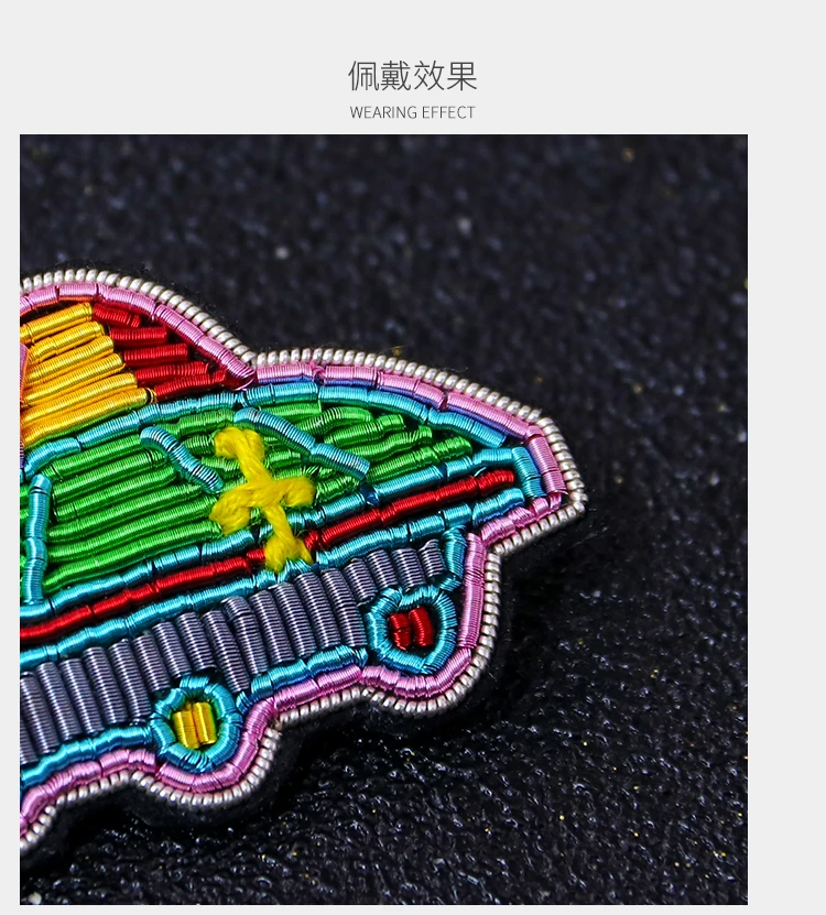 Hand made gold embroidery badges Space ship badge High-end clothes, hats pins for backpacks