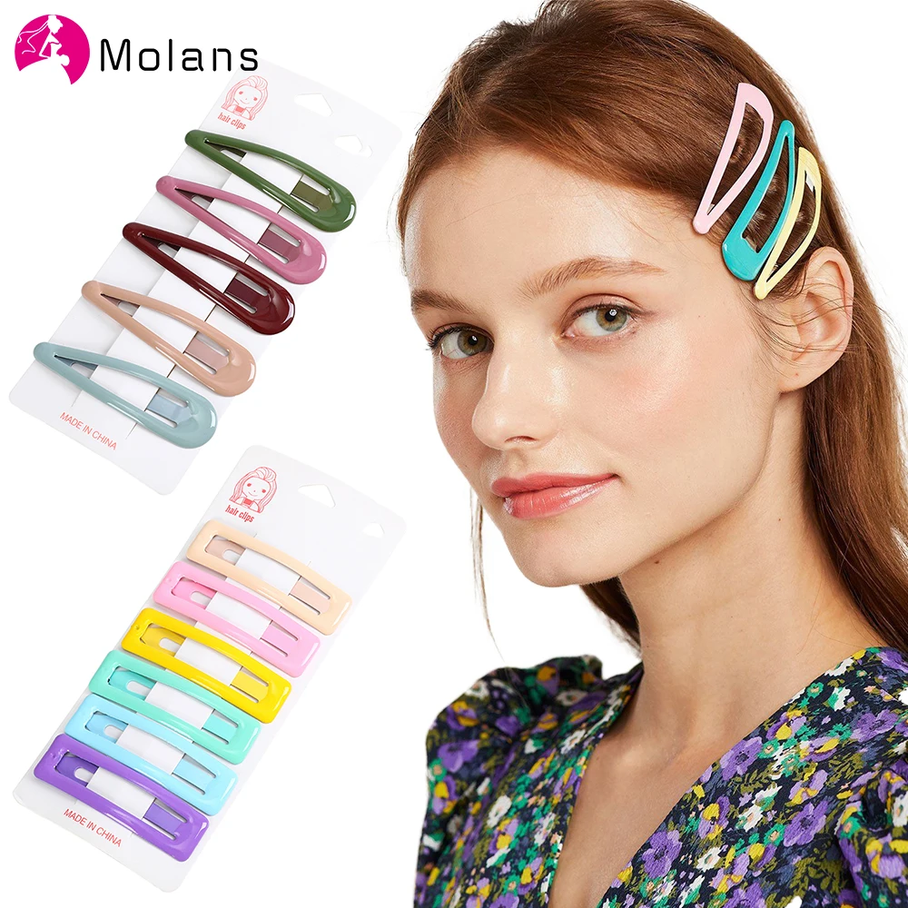 Новые однотонные защелкивающиеся заколки Molans весенние металлические