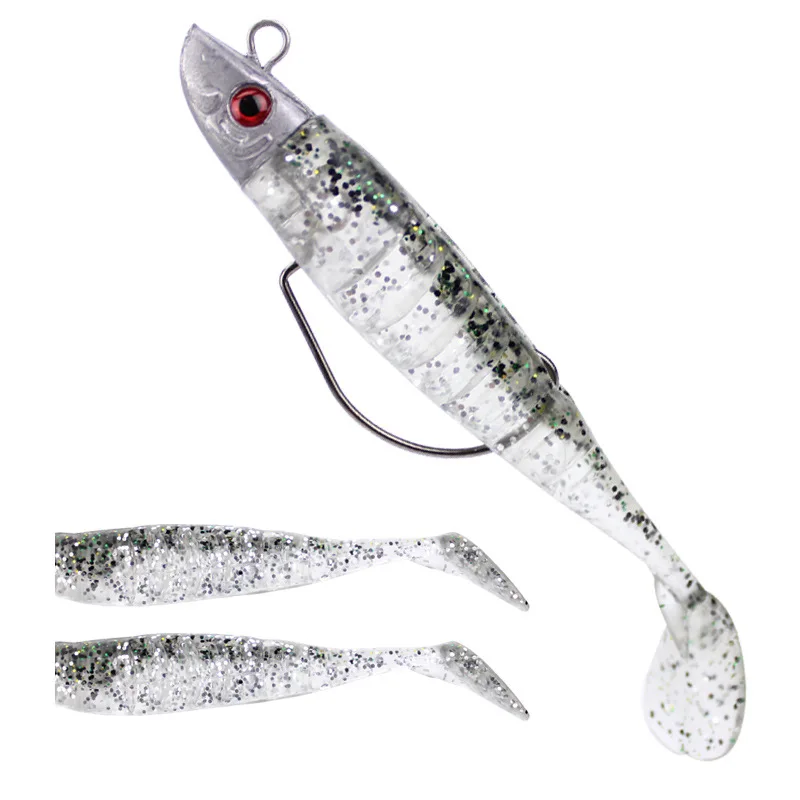 

1pcs/ New explosion Crank hook T tail soft fish bionic bait9cm/15g /11cm/25g Artificial Soft bait lifelike 3D eyes Swimming