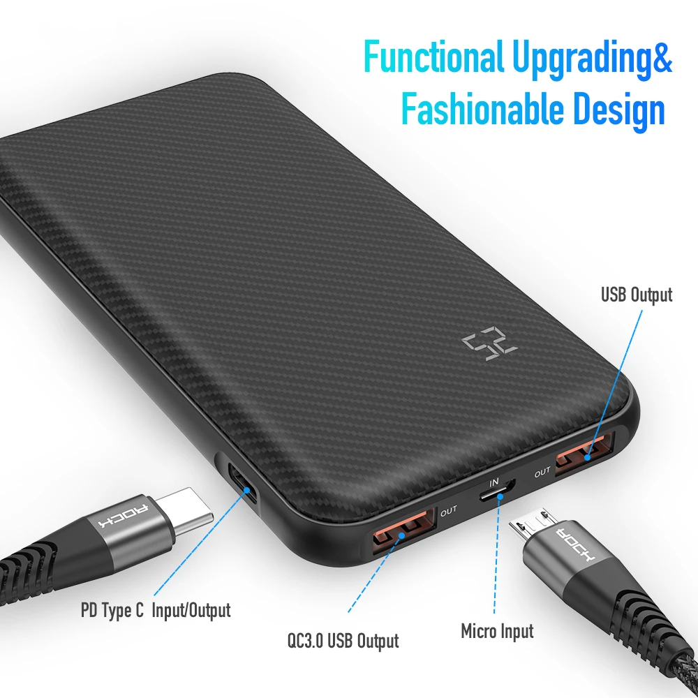 Фото Блок питания QC 3 0 USB Type C PD 18 Вт 10000 мАч быстрое зарядное устройство для Xiaomi Блок питания QC 3 0 USB Type C PD 18 Вт 10000 мАч быстрое зарядное устройство для Xiaomi