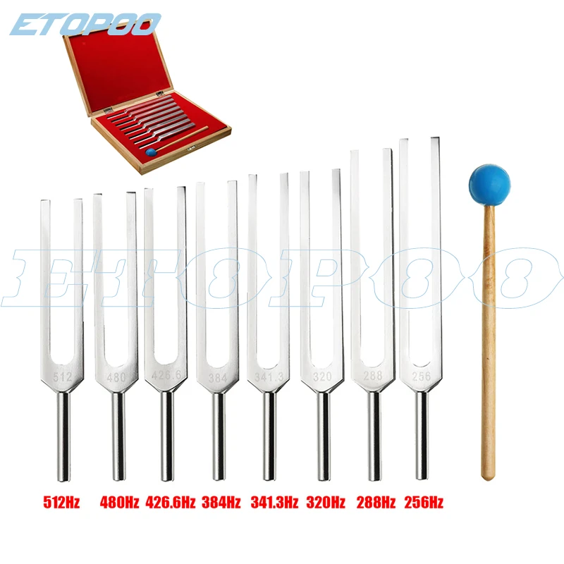 8Pcs-Set-Aluminum-Medical-Tuning-Fork-Healing-Sound-Vibration-Therapy-256Hz-288Hz-320Hz-341Hz-384Hz-426Hz