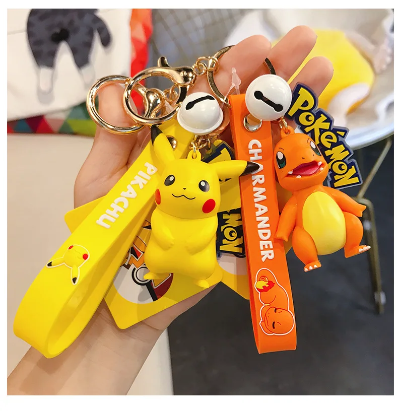 Anime Genuine Pokemon Action Figure Pikachu Keychain Pokemon Keychain Squirtle Psyduck Keychain