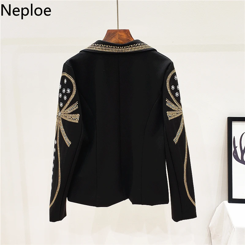 Neploe корейский тяжелый рабочий блейзер с бусами Feminino модный патч короткий Blaser Femme Осенняя дикая куртка на одной пуговице для женщин 46233