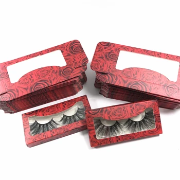 

Wholesales paper eyelash packaging box lash boxes packaging custom logo faux cils 3d mink lashes rectangle case with tray bulk