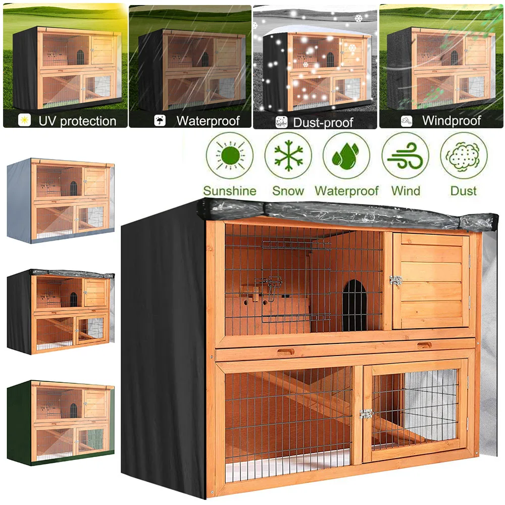 

4FT Hutch Cover Large Double Layer Pet Bunny Cage Waterproof Dust Cover Outdoor Oxford Cloth Garden Patio Without Cage D30