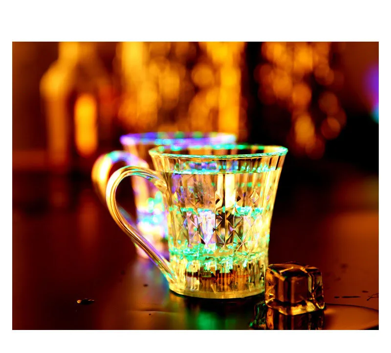 Creative LED Diamond Cup Light-emitting Glass Water Sensing Colored Cup into the Water That Bright Luminous Cup Halloween Wholes