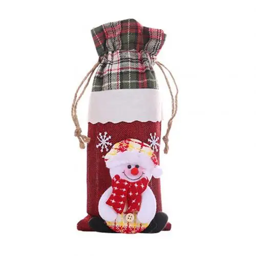 Snowman Санта Клаус бутылки вина сумки Рождественские украшения подарки-Снеговики держатели для шампанского с блестками Рождество на стол для домашнего ужина Вечерние Декорации - Цвет: Snowman