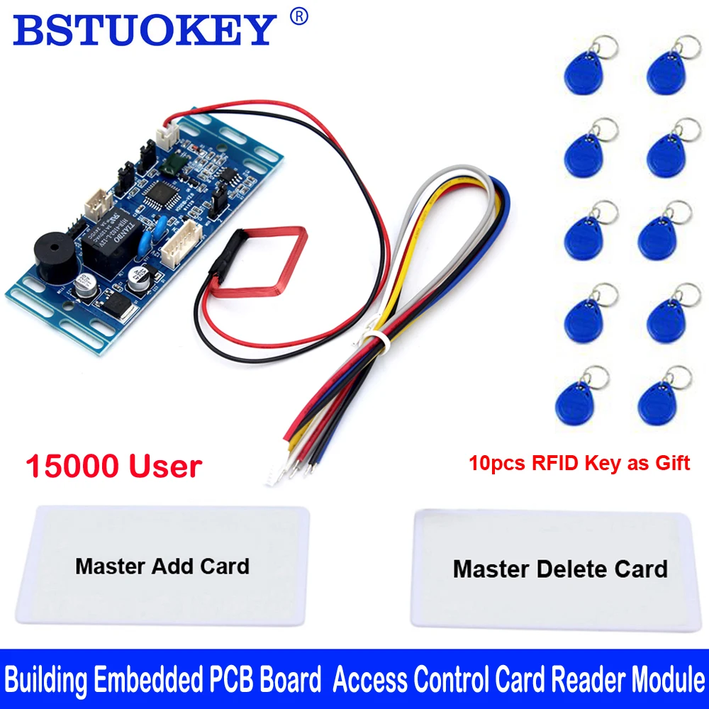 2500 users RFID embedded Nyomtatott áramkör Pást Port Dühroham kontroly Házi telefon Dühroham vezérlő Felvonó vezérlő vel 2db Édesanya rty 10pc keyfob