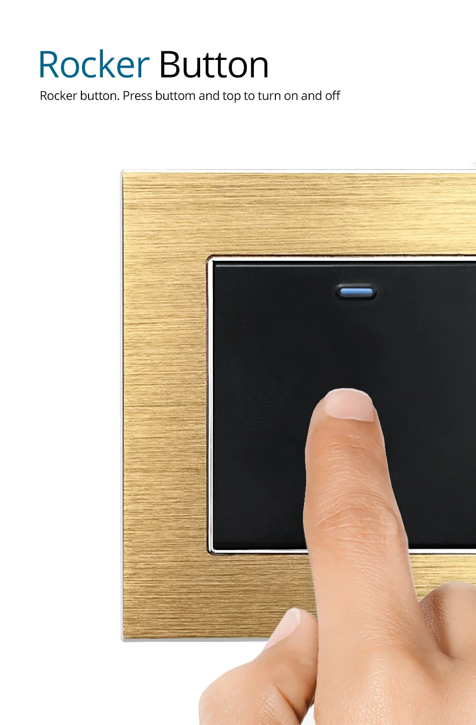 Luxo cetim Metal Painel Dimmer Switch, Rotary