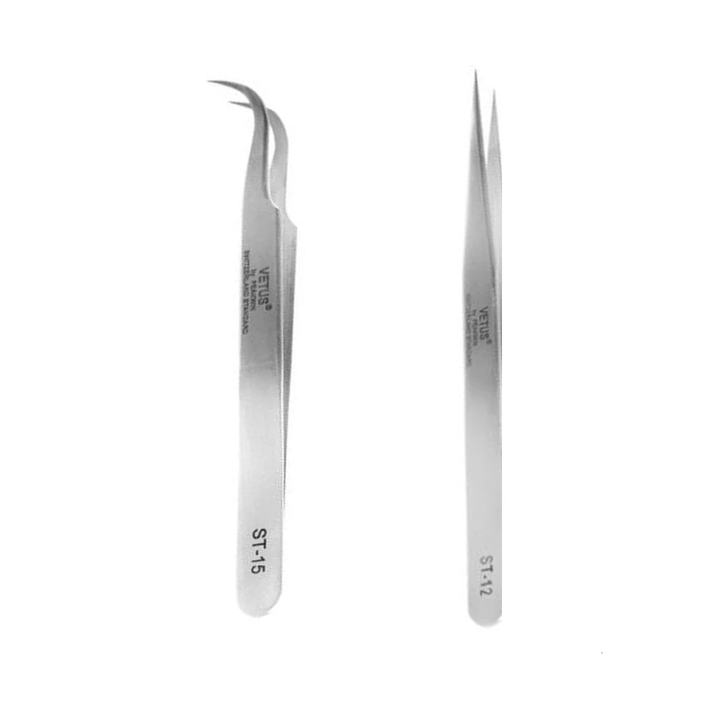 2Pcs Sliver 2 шт./компл. Наращивание ресниц Пинцет с острыми концами клип, инструменты для макияжа, Нержавеющая сталь прямой/Изогнутые ногтей пинцет щипцы инструменты для макияжа - Цвет: 2Pcs Sliver