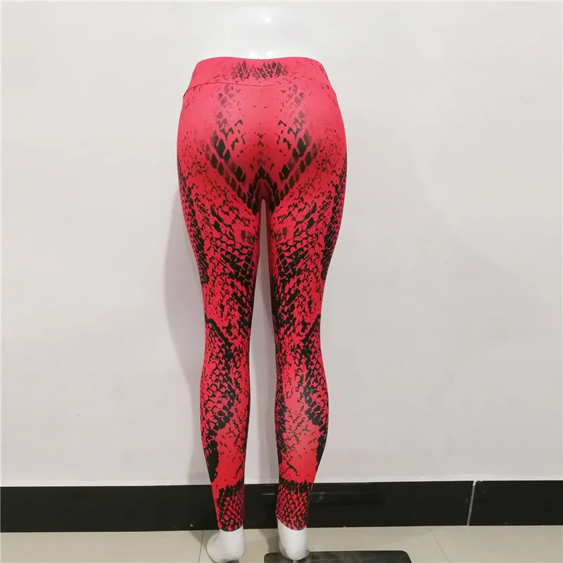 Красные спортивные штаны со змеиным принтом, женские леггинсы для бега, фитнеса, тренировки, пуш-ап, модные впитывающие пот новые готические сексуальные женские леггинсы
