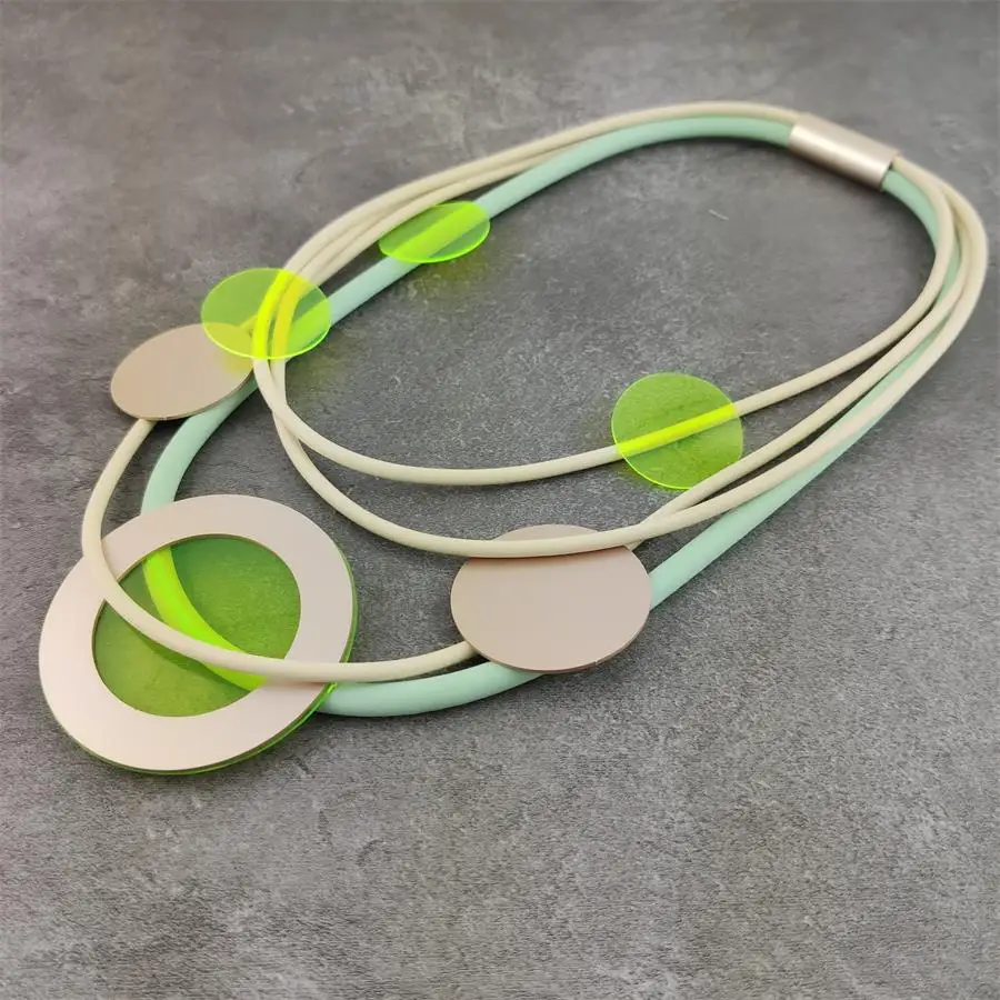 New Necklace Shinning Yellow DIY Jewelry Women Claim Handmade Circular Kolye Vintage Soft foam Aluminum Necklace Gift - Окраска металла: short