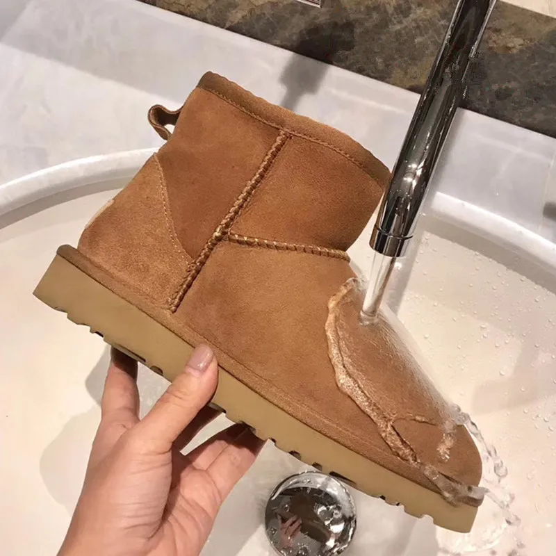 Botas de nieve impermeables para mujer, zapatos de invierno con suela de goma antideslizante, cuero de vaca 100% auténtico, talla grande, Australia