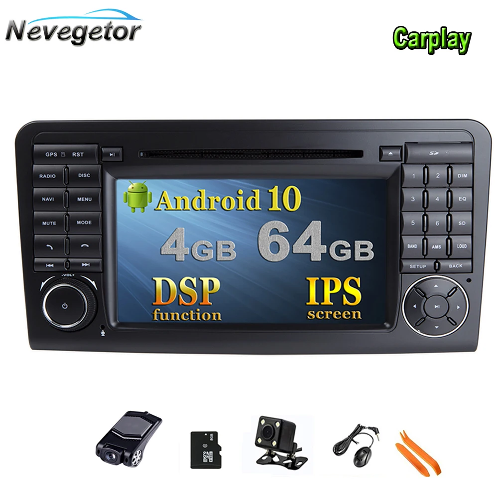 Ips Android 10 4G 64G Автомобильный dvd-плеер для Mercedes Benz CLASS ML W164 X164 ML350 ML300 GL500 ML320 ML280 GL350 GL450 gps радио