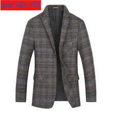 Новое поступление, модные супер большие мужские повседневные осенне-зимние мужские костюмы, куртка в клетку блейзеры размера плюс 3XL 4XL 5XL 6XL 7XL