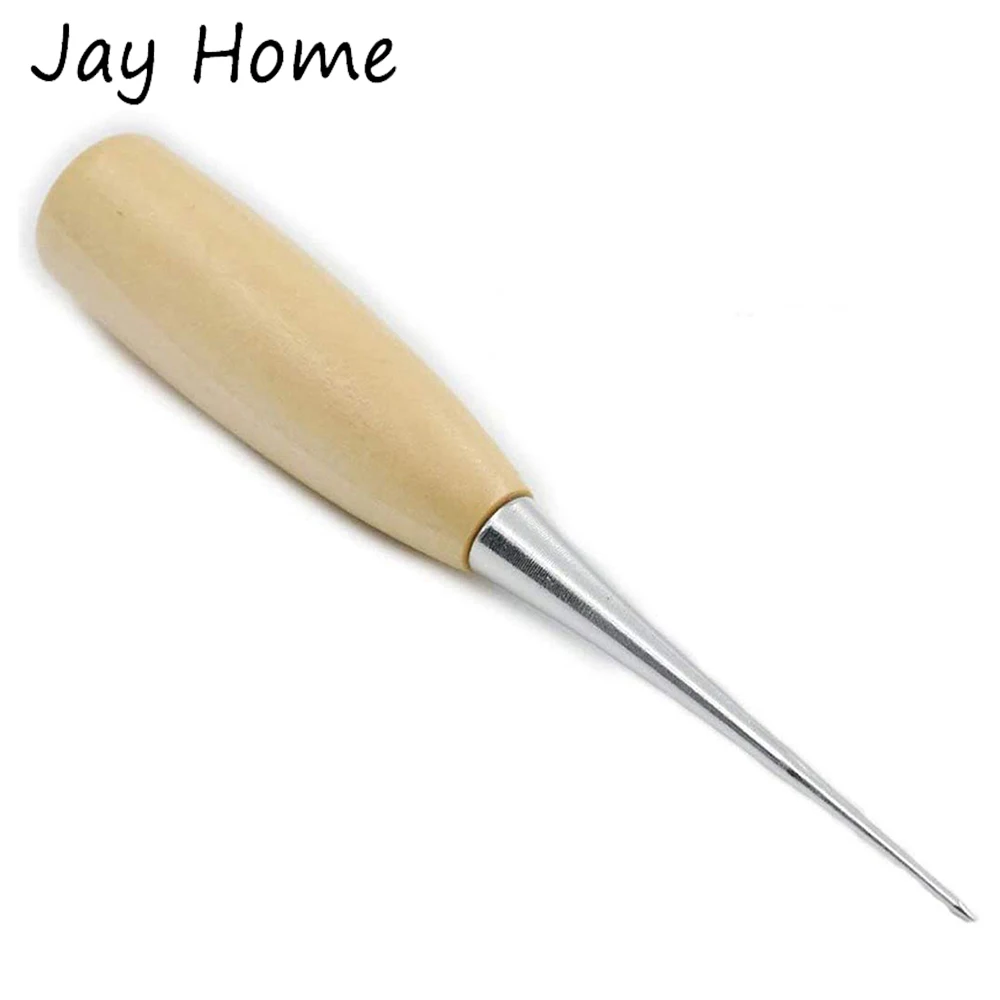 12cm Wooden Handle Awl Pin Punching Hole Maker Drillable Stitching