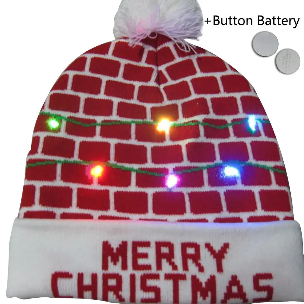 Год, светодиодный светильник, рождественские шапки, вязаный свитер, Рождественский светильник, вязаная шапка для детей и взрослых, для рождественской вечеринки - Цвет: 01