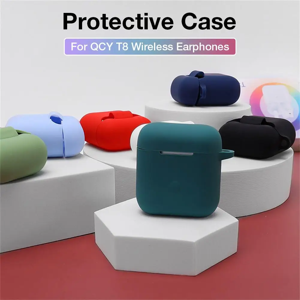 Защитный чехол для беспроводных наушников Bluetooth силиконовый однотонный QCY T8 TWS