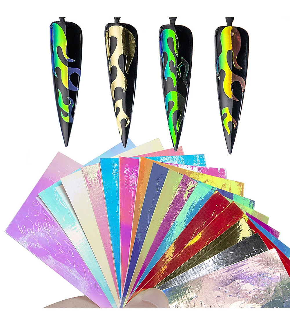 Лента трафарет с голографическим огнем для нейл арта|Комплекты и наборы| |