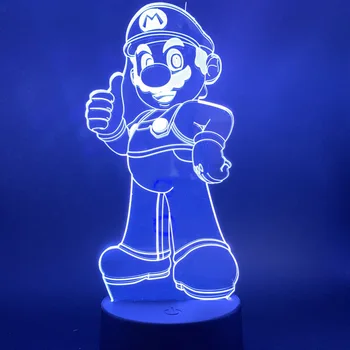 

3D Lamp Mario Cartoons Light for Children Sleeping Night Lamp 7/16 Color Changing Nightlight Touch Sensor Lovely Led Night Light