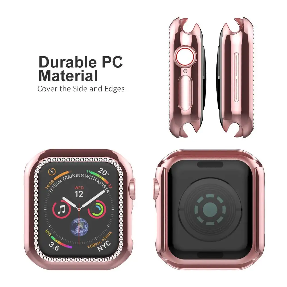 Блестящий Алмазный чехол для Apple watch 4 case 44 мм 40 мм iwatch 5 4 3 2 case 42 мм 38 мм Алмазный защитный чехол для экрана Аксессуары