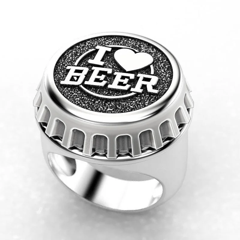 Кольцо для влюбленных пива с крышкой бутылки I Love Beer стандартное мужское модное